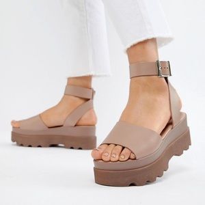 ASOS Design Temple Leather Flatform Sandal
